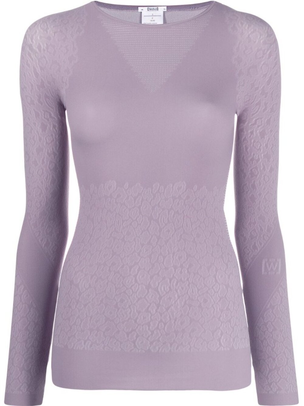 Wolford Cheetah Print Sweater Pullover Fitted Layer Lavender Purple XS